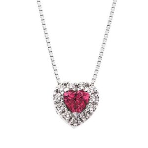 Collana Polello in Oro con Rubino a Cuore e Diamanti