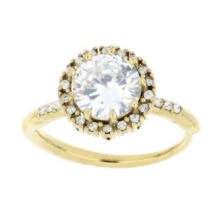 Anello Minerva Donna – Acciaio Dorato con Pietre Bianche