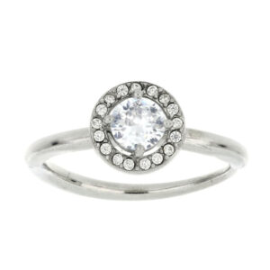 Anello Minerva Donna – Acciaio con Pietre Bianche
