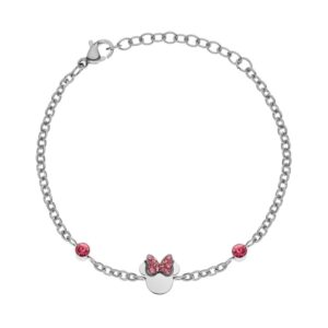 Bracciale Bambina Minnie Mouse in Acciaio Medico con Zirconi – Anallergico