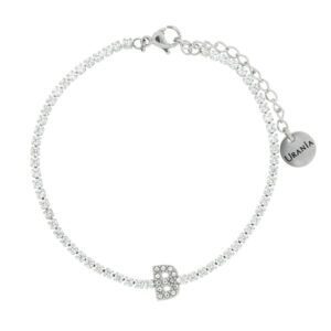 Bracciale Tennis con Lettera e Cuore in Acciaio con Cristalli – Donna