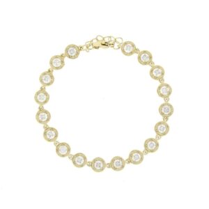 Bracciale Minerva Donna – Acciaio Dorato con Pietre Bianche 5 mm