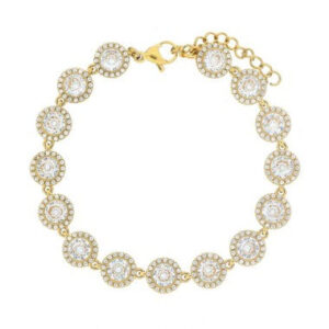 Bracciale Minerva Donna – Acciaio Dorato con Pietre Bianche 8 mm