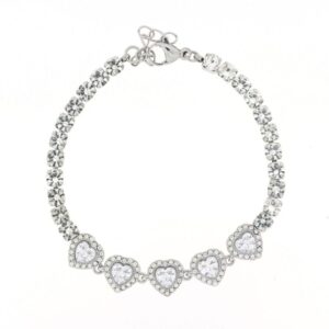 Bracciale Minerva Donna – Acciaio con Pietre Cuore Bianche