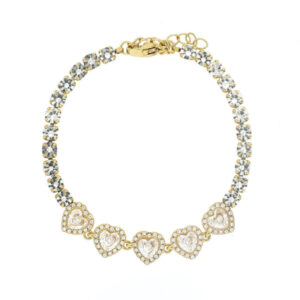 Bracciale Minerva Urania Donna – Acciaio Dorato con Pietre Cuore Bianche