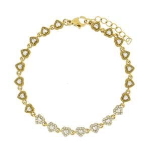 Bracciale Minerva Urania Donna – Acciaio Dorato con Pietre Cuore Bianche