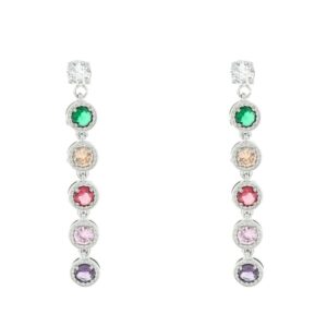 Orecchini Urania Minerva Donna – Acciaio con Pietre Multicolor