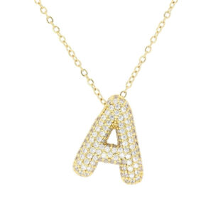 Pendente Urania con Lettera in Ottone e Catena in Acciaio – Lettera Personalizzabile