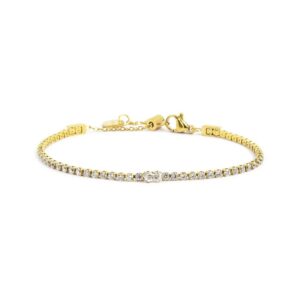 Bracciale Marlù Tennis Dorato con Pietre Bianche 2 mm – Gioiello Donna