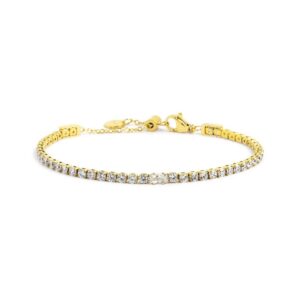 Bracciale Marlù Tennis Dorato con Pietre Bianche 2,5 mm – Gioiello Donna