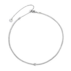 Collana Marlù Tennis con Zirconi Bianchi e Zircone Centrale Baguette – Gioiello Donna