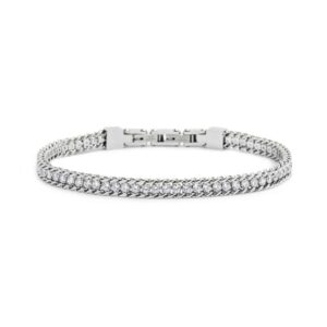 Bracciale Marlù Catena Grumetta con Inserto Tennis Pietre Bianche 2,5 mm – Gioiello Donna
