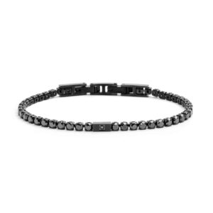 Bracciale Uomo Marlù Tennis Nero con Pietre Nere 3 mm