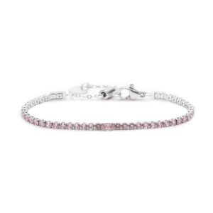 Bracciale Marlù Tennis 2,5 mm con Pietre Rosa e Zircone Centrale Baguette