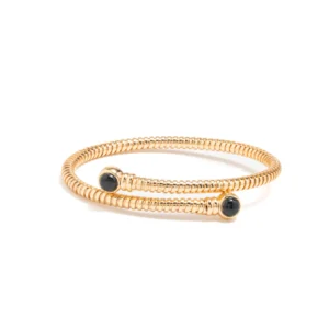 Bracciale Rigido Blind Gold con Onice Nero – Gioiello Donna
