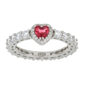 Anello Urania Cupido 3 mm in Argento 925 con Cuore 7×8 mm – Colori Vari