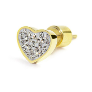 Orecchini a Lobo Cuore Argento e Oro con Cristalli – Marlù