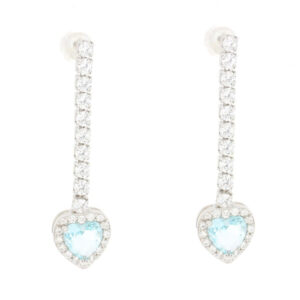 Orecchini Cupido 30 mm in Argento 925 con Cuore Azzurro 9 mm – Urania