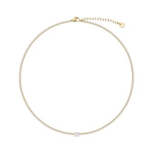 Collana in Acciaio Dorato Tennis con Punto Luce Centrale - Liu Jo