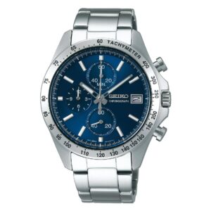 Seiko SBTR023 – Orologio Uomo Cronografo Quarzo (Acciaio Argento, Quadrante Blu)
