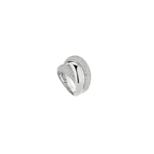 Anello Sovrani Fashion Mood intrecciato in ottone rodiato con zirconi