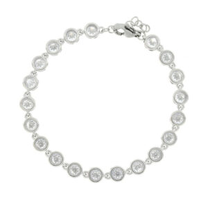 Bracciale Minerva in Acciaio con Pietre Bianche Tonde mm 5