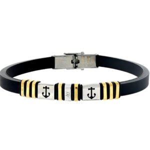 Bracciale Uomo Silicone e Acciaio con Ancora cm 22 mm 7