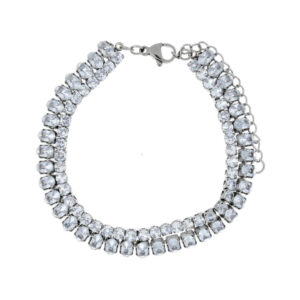 Bracciale Tennis in Acciaio con Zirconi – Argento e Oro