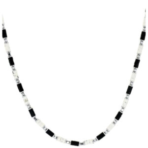 Collana uomo Urania in acciaio con inserti neri – design moderno e deciso