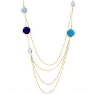 Collana Donna Venere Multigiro in Ottone Dorato con Pietre Colorate - colori assortiti
