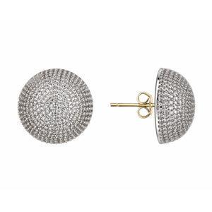 Orecchini Sovrani dorati con zirconi a pavé – design bombato elegante