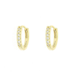 Orecchini a Cerchio Boccole Dorate in Argento 925 con Zirconi mm 13