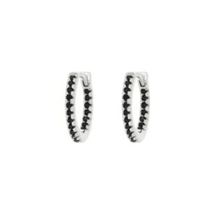 Orecchini Boccole in Argento 925 con Zirconi Neri mm 12x2