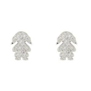Orecchini Bimba Pupi in Argento 925 con Zirconi mm 9