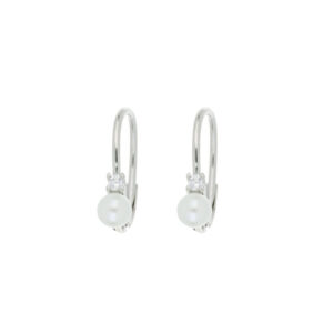 Orecchini Perla in Argento 925 con Zircone mm 4