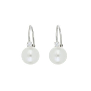 Orecchini Perla in Argento 925 con Zircone mm 8