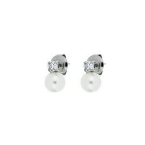 Orecchini Punto Luce Perla 6 mm in Acciaio Donna Urania