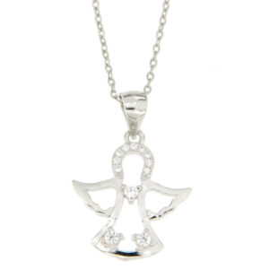 Collana con Pendente Angelo con Zirconi in Argento 925