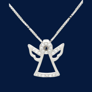 Collana con Pendente Angelo in Argento 925 con Zirconi