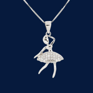 Collana con Pendente Angelo Ballerina con Zirconi in Argento 925