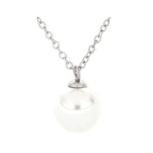 Pendente Punto Luce Perla con Zircone 8 mm in Acciaio Donna Urania