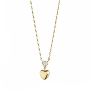 Collana Donna Liu Jo in Argento 925 Dorato con Cuore e Zircone Bianco