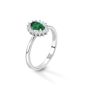 Anello Kate con Zircone Verde e Micro Zirconi Bianchi
