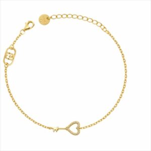 Bracciale Donna Liu Jo Argento 925 Dorato Chiave Cuore Zirconi Bianchi