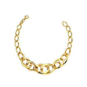Collana Donna Maglie Ovali Dorate Stile Catena Fashion