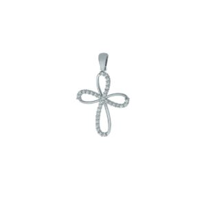 Pendente Croce Infinito con Zirconi in Oro Bianco 9Kt