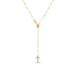 Collana Rosario in Oro 9Kt con Medaglia Sacra e Croce