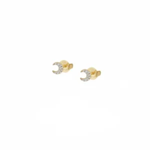Orecchini Donna Liu Jo Argento 925 Dorato Luna con Zirconi Bianchi