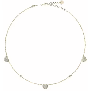 Collana Donna Liu Jo Essential Argento 925 Dorato Cuori con Zirconi Bianchi