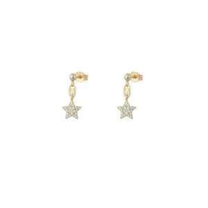 Orecchini Donna Liu Jo Argento 925 Dorato Pendenti Stella Zirconi Bianchi